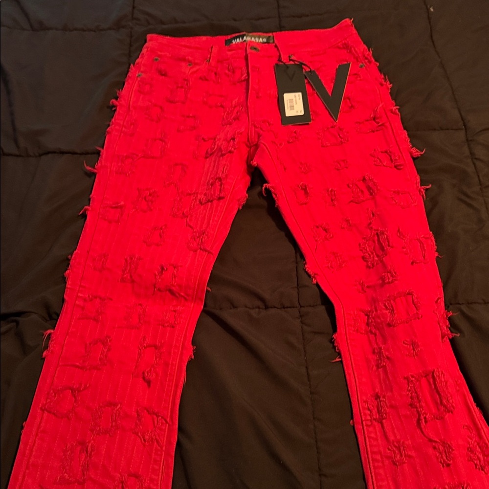 Valabasas Distressed Red Pants